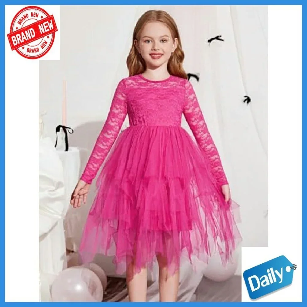 Toddler Flower Girl Dress Long Sleeve Tutu Tulle Party Wedding